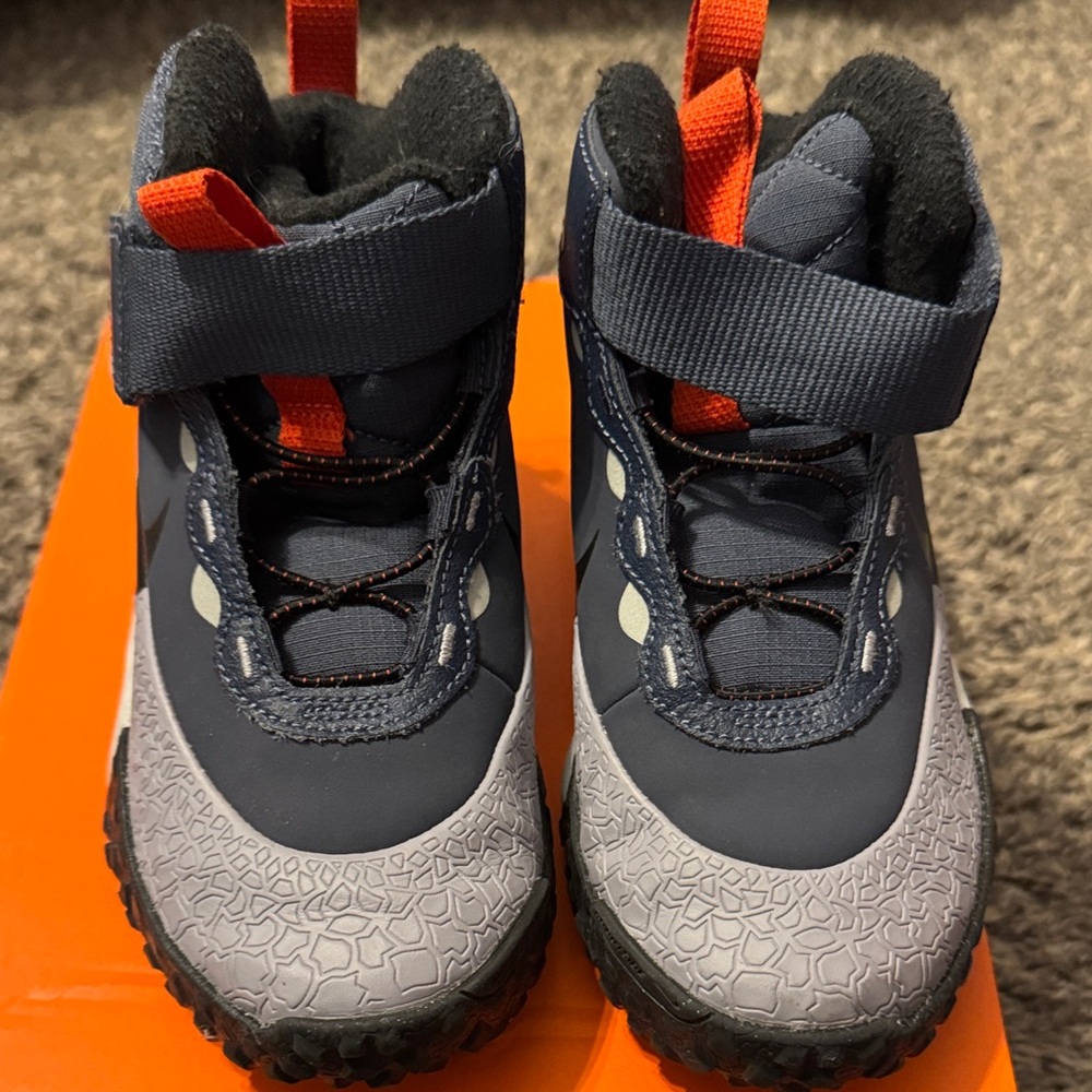 Nike Kids Navy and Gray Rain Boots